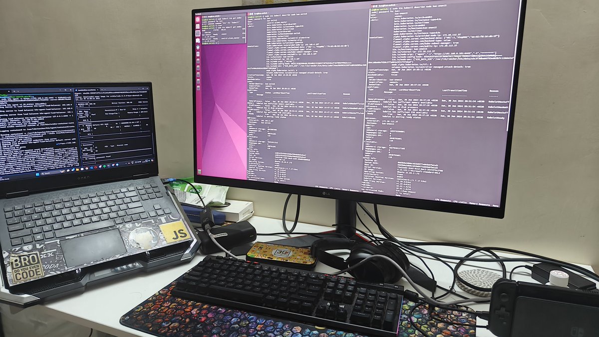 Kantalkstech's tweet image. Pro tip: You can mod your Nintendo switch to have it run - wait for it - Ubuntu!

Over here, I'm using 18.04 with a windows laptop with wsl2 in a k3s server-agent setup. What makes it better is that you can access the GPU to run cuda functions!

#Nintendo #ubuntu #Kubernetes