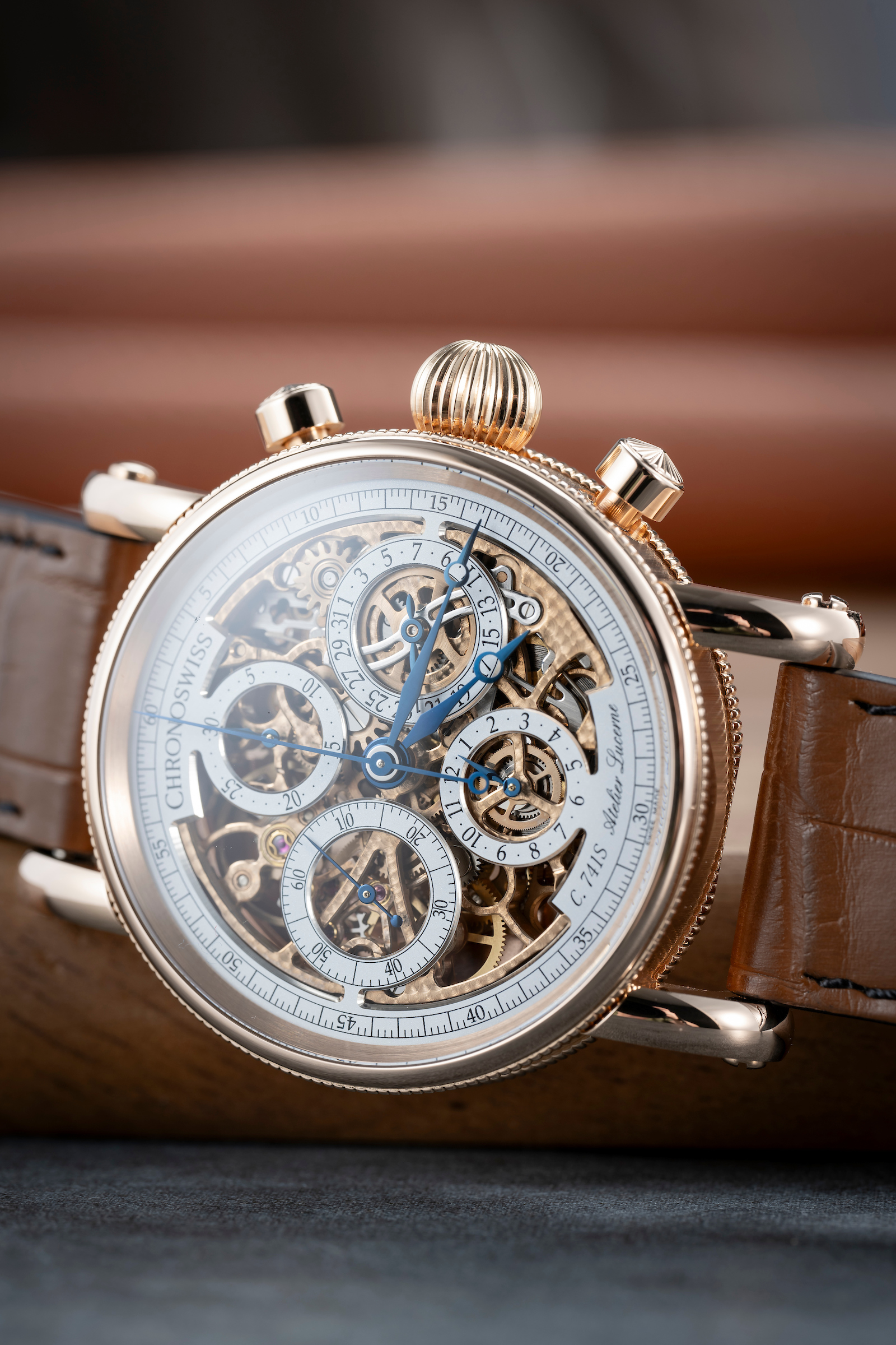 Chronoswiss on X Golden Brilliance Step into a new era of luxury with the Opus Chronograph Gold. The 2024 edition encased in solid 18k gold continues the legacy of the iconic skeletonized