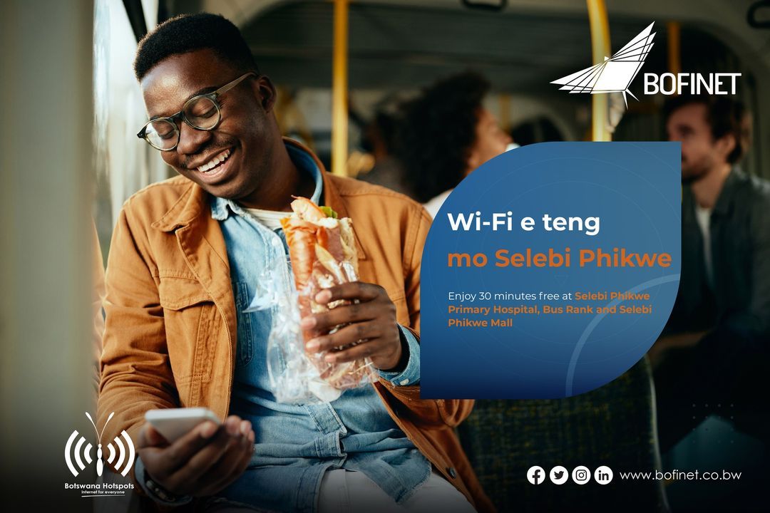 Stay connected on the go with Selibe Phikwe's public wifi hotspots! 
Whether you're exploring the city or just passing through, you'll always be just a few clicks away from staying connected. #SelibePhikweWifi #StayConnected #PublicHotspots #BotswanaHotspots #BOFINETWIFI