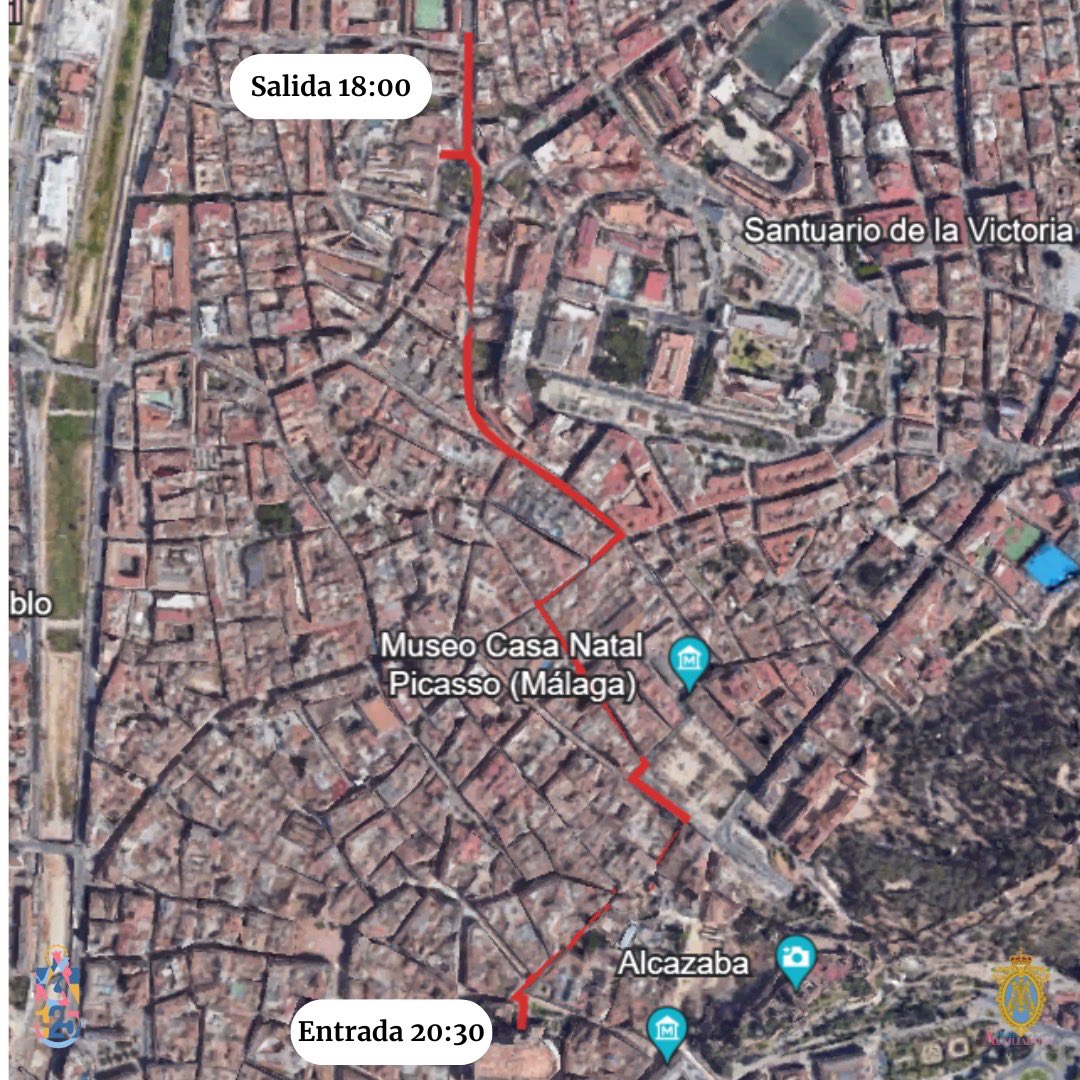 Horario e Itinerario del Traslado de María Auxiliadora a la Catedral. Málaga 10 de Septiembre del 2024