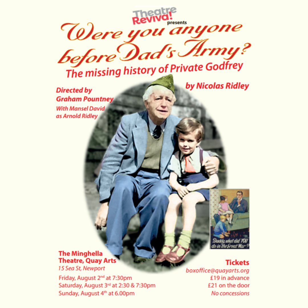 Did you know Arnold Ridley was the author of the classic comedy-thriller, The Ghost Train? This new play 'Were You Anyone Before Dad's Army?' explores the fascinating life of the actor behind #DadsArmys Private Godfrey. Book seats for <a href="/quayarts/">Quay Arts</a> here: ow.ly/itcc50SvggT #IoW