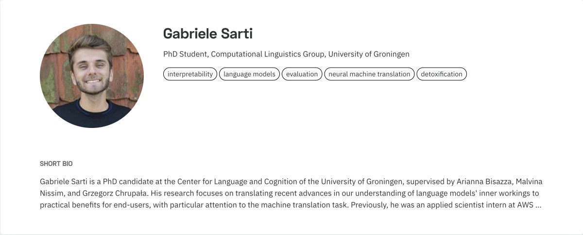 CIS, LMU Munich (@cislmu) on Twitter photo 🎓 We're thrilled to host Gabriele Sarti (<a href="/gsarti_/">Gabriele Sarti</a>) in our PhD seminar series tomorrow, July 16th, from 12:00-13:00 in Oe67 BU 101! Join us for his talk on interpreting context usage in generative language models, featuring the Inseq toolkit and PECoRe framework. 🕛Don't miss it! 🎓 We're thrilled to host Gabriele Sarti (<a href="/gsarti_/">Gabriele Sarti</a>) in our PhD seminar series tomorrow, July 16th, from 12:00-13:00 in Oe67 BU 101! Join us for his talk on interpreting context usage in generative language models, featuring the Inseq toolkit and PECoRe framework. 🕛Don't miss it!