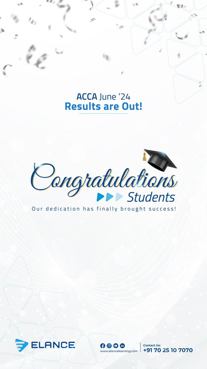elanceofficial's tweet photo. To everyone who faced the ACCA challenge, your effort is commendable! Keep pushing forward!
#acca #accaresults #accaexams https://t.co/AcKLMr5ZAp