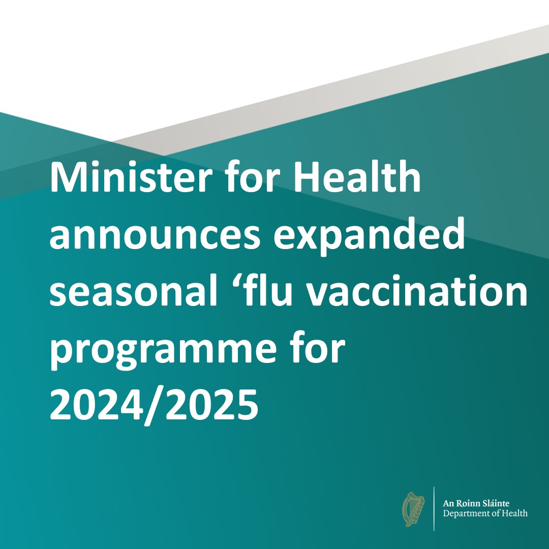 Minister for Health Stephen Donnelly has announced that the ‘flu vaccine is being made available free of charge to all those over 60 years of age and to children aged 2 to 17 for the seasonal ‘flu vaccination programme for 2024/2025.
gov.ie/en/press-relea…