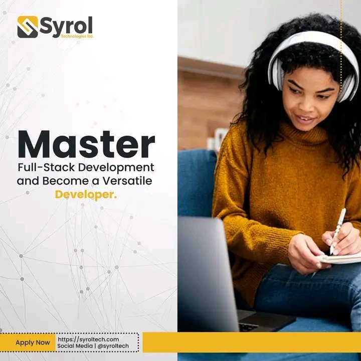 syroltech's tweet photo. Dive into our Full-Stack Development course and become a versatile developer. Learn to build both front-end and back-end applications from scratch with Syrol.
 
#SyrolInAbuja  #CareerSwitch #SoftwareEngineering #TechCareer #AbujaTech #LearnToCode #CodingBootcamp #TechTraining https://t.co/u3HqklgXbs