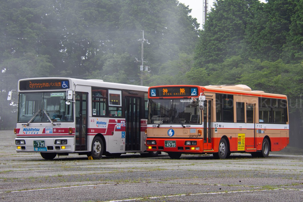 西鉄バスが大阪へ乗り込み、神姫バスと並ぶ撮影会が実現！ 関西・九州