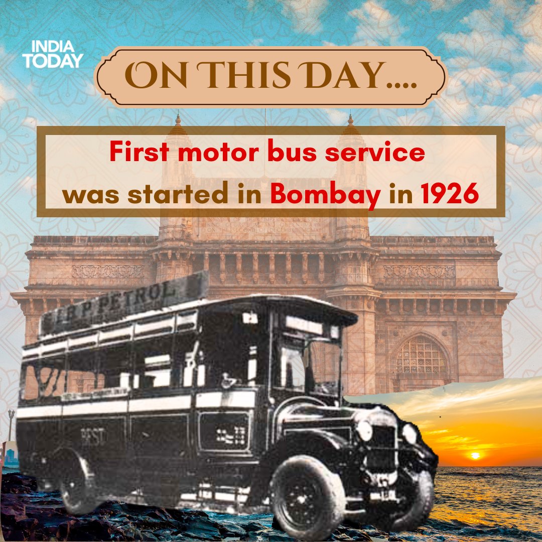 IndiaToday's tweet photo. The first motor bus was started on 15th July 1926 that ran between Afghan Church and Crawford Market, Mumbai. The bus fare for the same journey was four annas.
#OnThisDay #Mumbai #MotorBus #CrawfordMarket #AfghanChurch https://t.co/J44uLADBv3