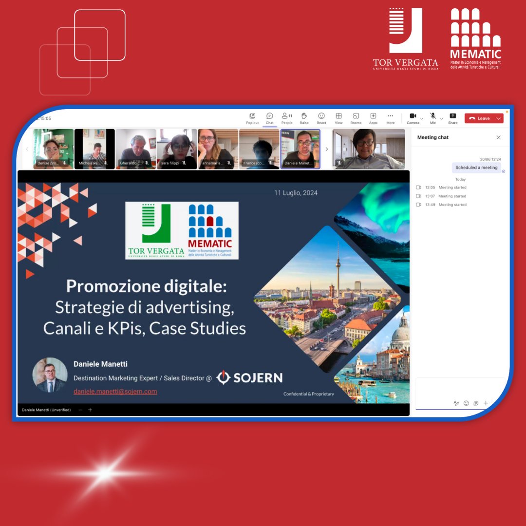 MasterMEMATIC's tweet photo. 📚🚀𝗣𝗿𝗼𝗺𝗼𝘇𝗶𝗼𝗻𝗲 𝗗𝗶𝗴𝗶𝘁𝗮𝗹𝗲 𝗻𝗲𝗹 𝗧𝘂𝗿𝗶𝘀𝗺𝗼 Il Daniele Manetti @Sojern ha fornito importanti nozioni su strategie di advertising, canali di promozione, KPIs di valutazione e case studies. 

#PromozioneDigitale #DestinationMarketing #MarketingTuristico https://t.co/pm37oNwlmw
