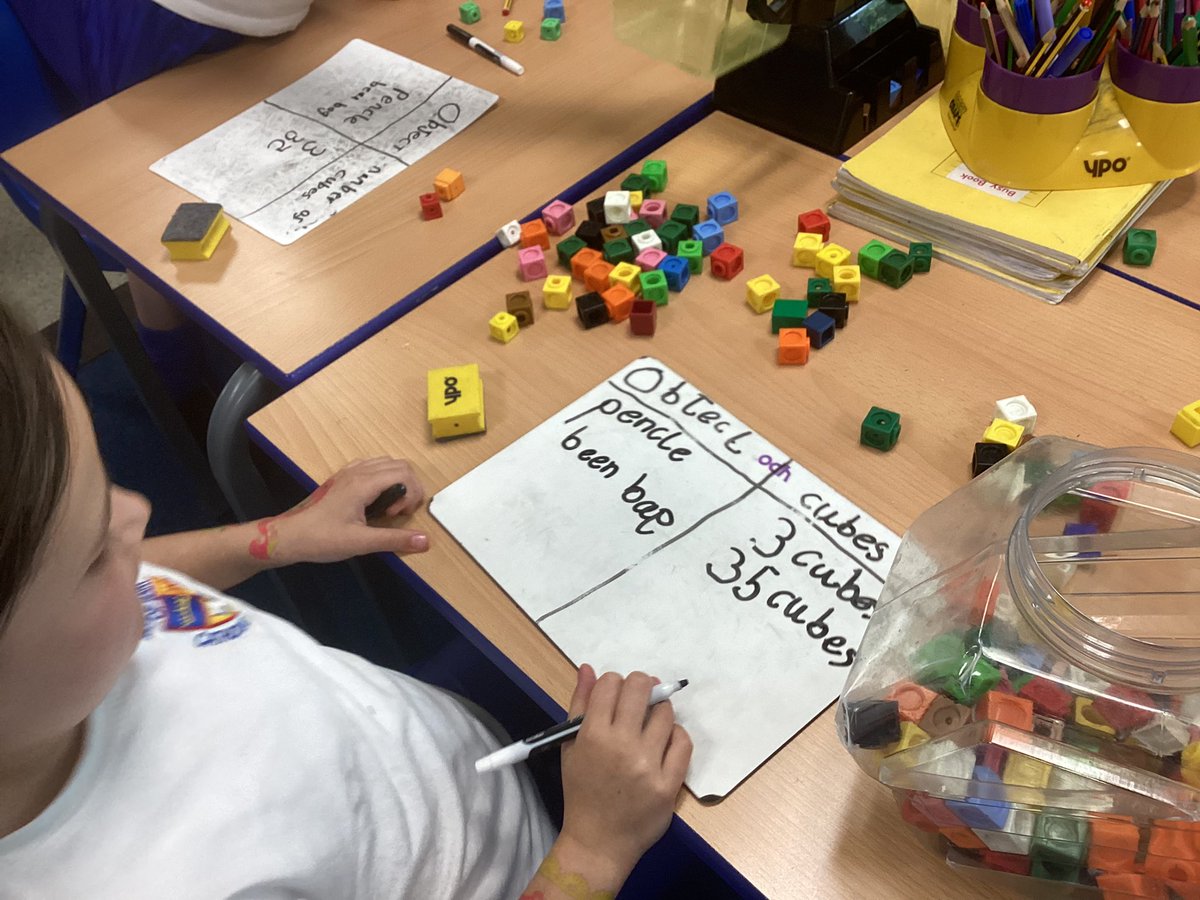ihomcps1's tweet photo. Year 1 using cubes to measure and compare the mass of different objects around the classroom. Great teamwork and problem solving. #ihommaths https://t.co/lXO5UI0V5D