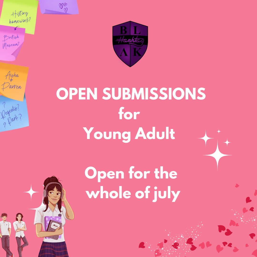We are open to YA books only 📚 and just love stories in all of it's forms 💕 Diverse and inclusive characters 🥳
hashtagblak.co.uk/submissions

#opensubmissions
#yabooks