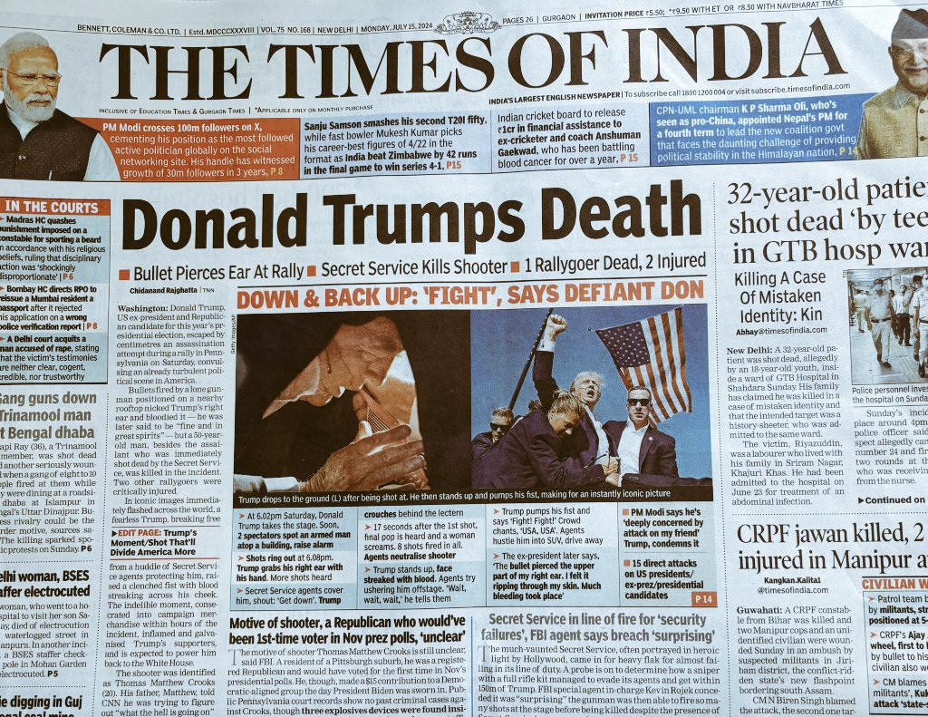 Prakash0617640's tweet photo. Until death comes, life protects itself

The Times of India are you really serious . Donald Trumps Death !!!!! https://t.co/9FIvNpPt4Q