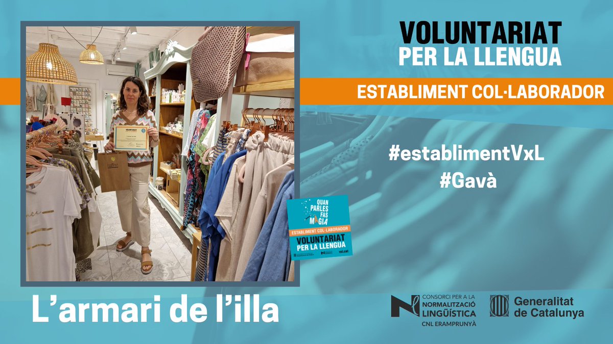 cpnleramprunya's tweet photo. Voleu donar suport al comerç de proximitat alhora que practiqueu català? Visiteu L'armari de l'illa, nou establiment col·laborador del Voluntariat per la llengua de #Gavà.
👉 https://t.co/gnlCa7ENd2 https://t.co/7pIGrPY03u