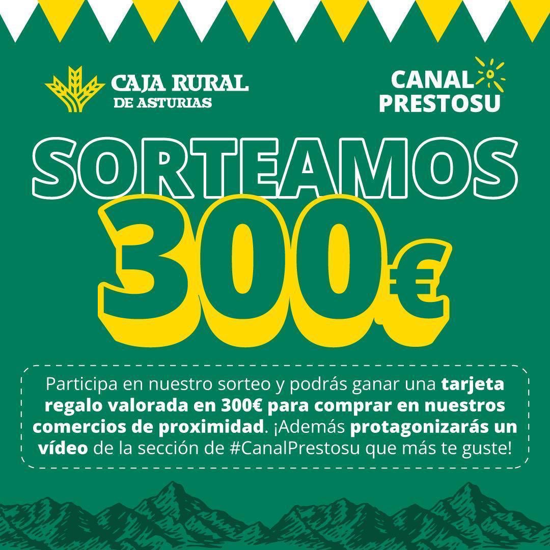 🛍 #Sorteo en rrss.
🎁 tarjeta regalo 300 € para comprar en el comercio local y ser protagonista de uno los vídeos de nuestro Canal Prestosu de YouTube! 

ℹ️ Más información y bases en👉 bit.ly/3XYfI3p

💚 <a href="/piruletasdjamon/">Piruletas de jamón</a> <a href="/Rubennembra/">Ruben Nembra</a> <a href="/ReginaBuitrago/">Regina Buitrago</a>