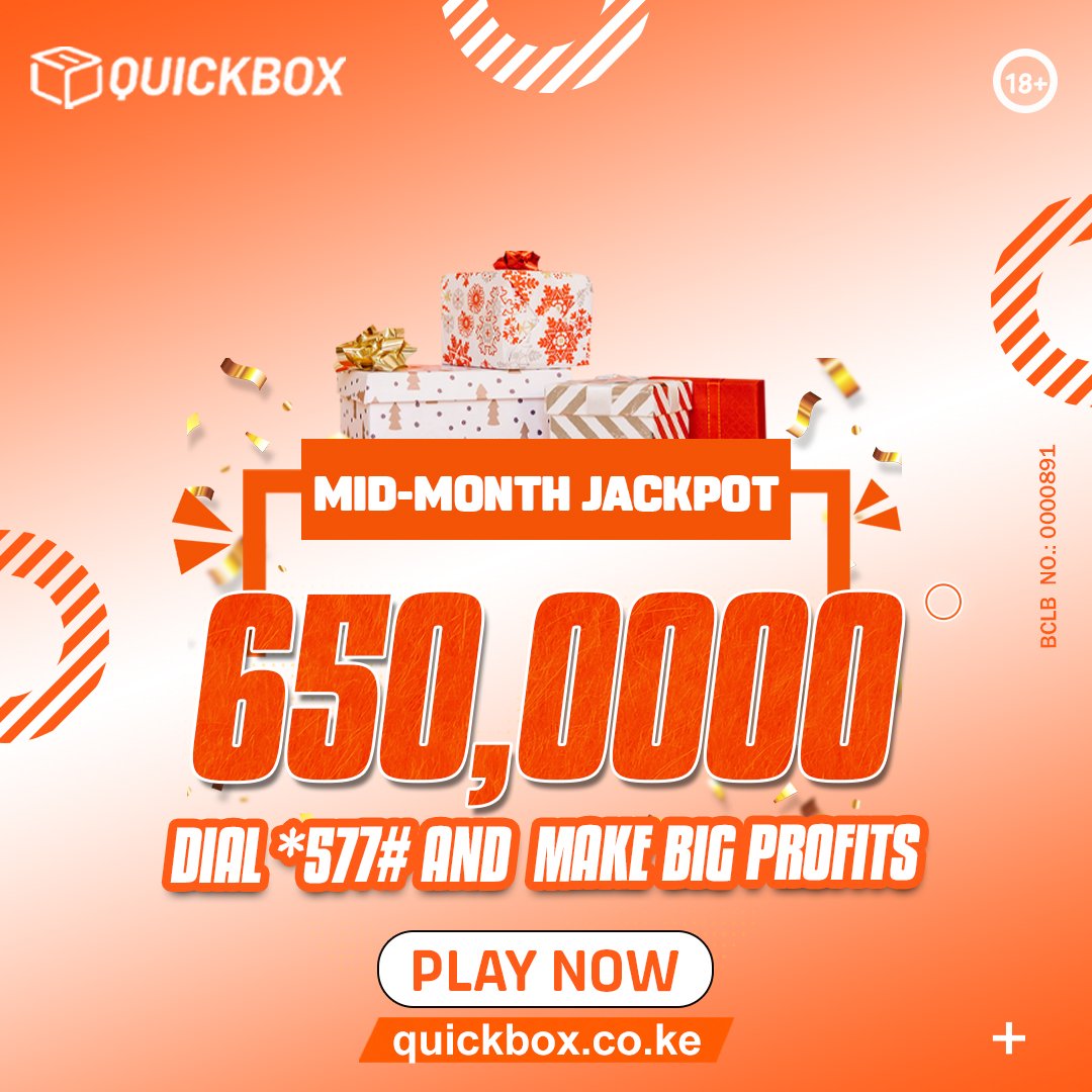Quickbox_kenya's tweet photo. Mid -Month Jackpot ni 650,000/= Make Big Profits Instantly Just dial *577# pesa iko hapa https://t.co/aZzme3Wj0I Usikubali kusota , Cheza tukusort.
#Kware #MDGTransNzoiaConvention #KenyaNiYetu #photoshop #curren #safaricom #nairobicbd #itumbi #ritawaeni #EndAthiWaterCorruption https://t.co/uFM875Pc7E