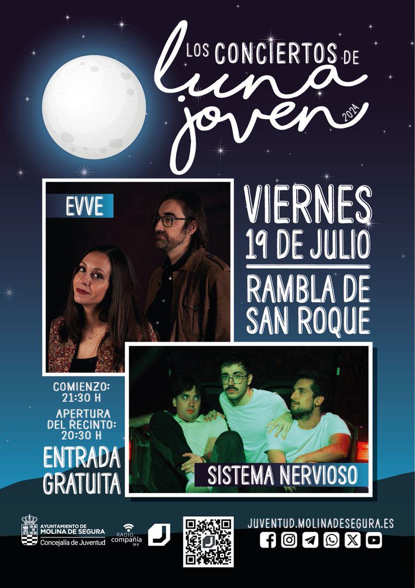 Hola, navegantes y veraneantes. 
🤩 ¡Esta semana hacemos doblete!
🎼 Jueves en La Casa Pintada de Ceutí (21:30h - Ceutí)

🎼 Viernes en Las Noches de la Luna Joven junto a Sistema Nervioso <a href="/juventudmolina/">Concejalia de Juventud de Molina de Segura</a>
(21:30h - Rambla de los Calderones de Molina de Segura)

Ambos, GRATIS