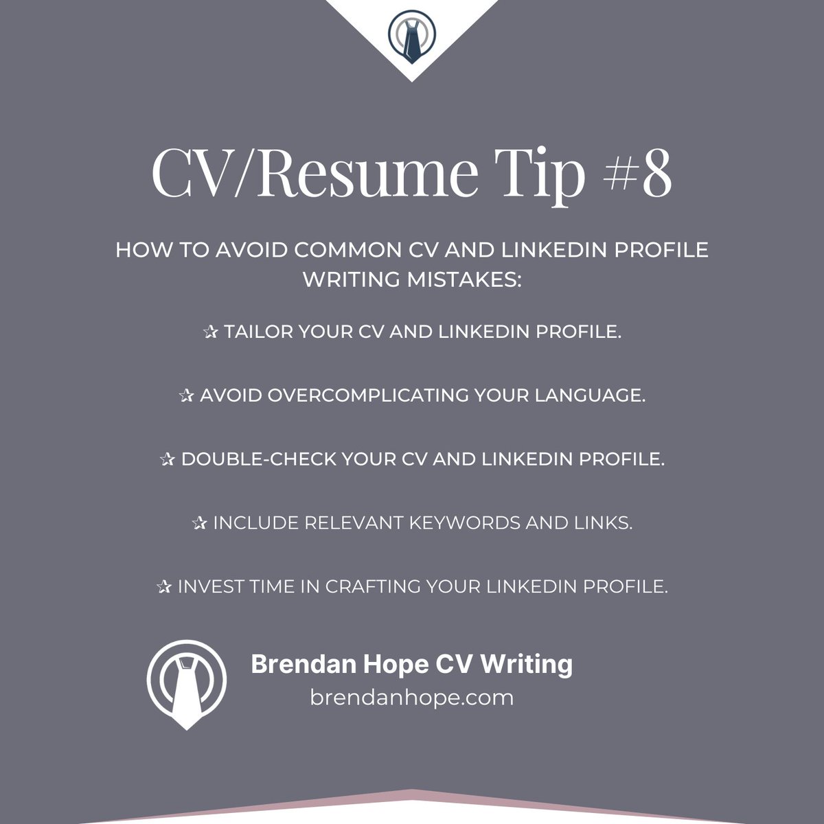 bhcvwriting's tweet photo. Creating a compelling CV and LinkedIn profile can be challenging, but avoiding common mistakes can set you apart. Read our key tips here: https://t.co/6Bf90b9sgk #CVTIps https://t.co/2IxjRp7jZX