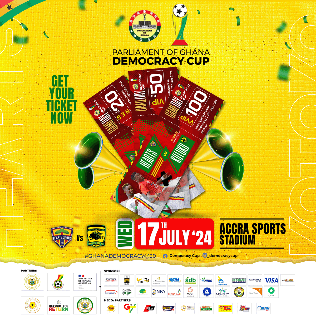HeartsOfOakGH's tweet photo. 🔴🟡🔵 || PHOBIA

Counting on your support from the stands. Grab your ticket and let's be part of Ghana's Democratic growth through football. 

Phooobia! Masters!!!!!

#AHOSC
#PositiveEnergy
#StarLife
#Phobia4Life https://t.co/rFUmKyzTPf