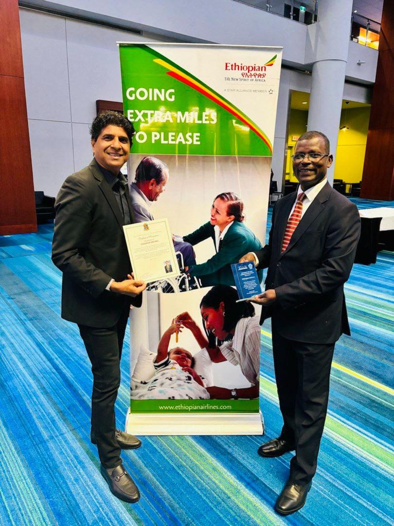 Ethiopian Airlines has been awarded the prestigious Global Recognition and Appreciation Award at the First International Post-COVID Conference held in Toronto, acknowledging its pivotal role in distributing emergency gear throughout Africa during the COVID-19 pandemic.