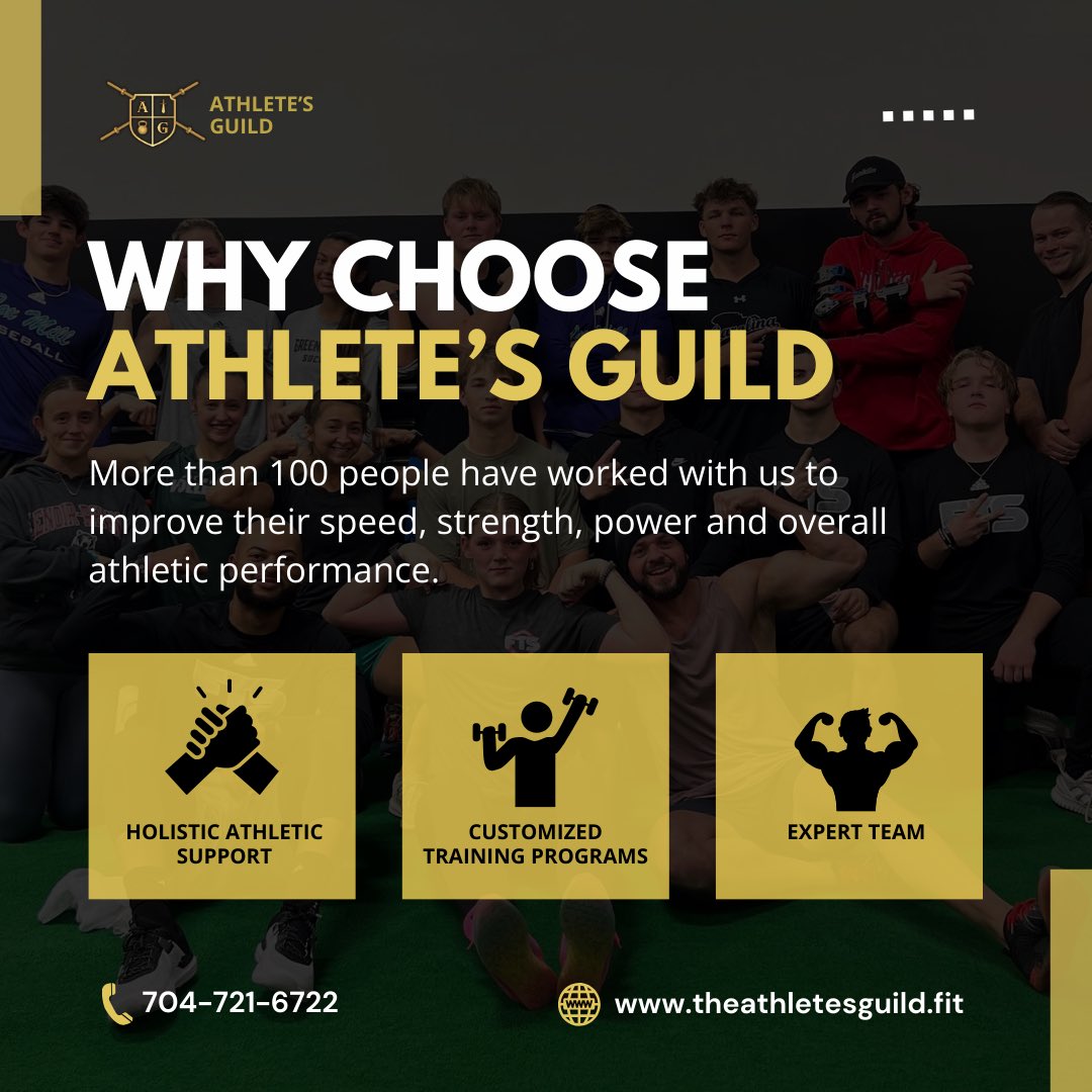 AthletesGuild_'s tweet image. Take your athletic journey to the next level with #AthletesGuild! 🌟

✔️ #HolisticSupport: Training with therapy, nutrition, psychology, etc. 

✔️ #CustomPrograms: Sport-specific &amp;amp; strength training. 

✔️ #ExpertTeam: Leaders like Dr. Brian LeRiche, Matt Dengler, &amp;amp; Amanda Jones