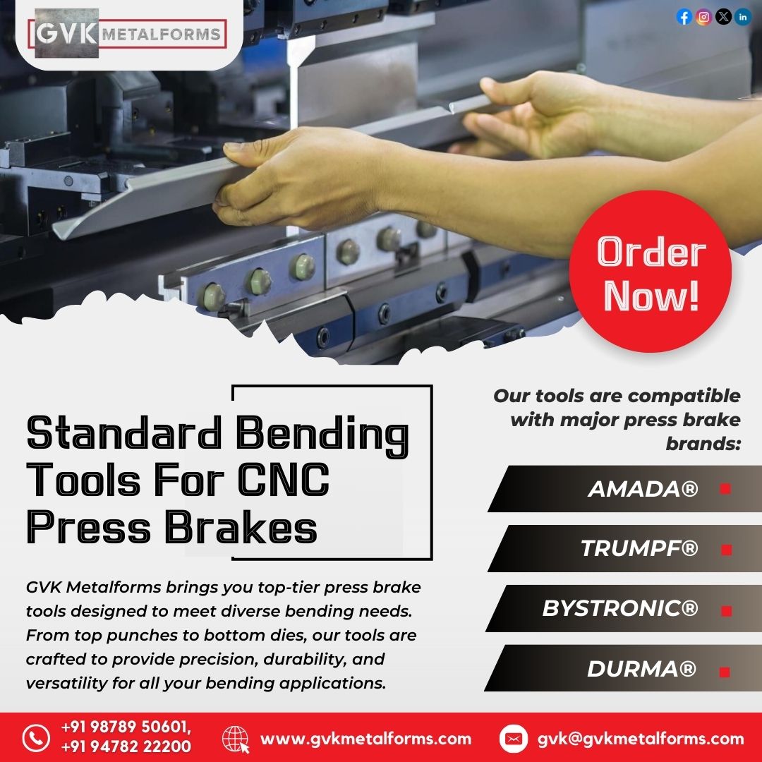 GvkLtd's tweet image. 🔧 Standard Bending Tools for CNC Press Brakes 🔧
GVK Metalforms brings you top-tier press brake tools designed to meet diverse bending needs.

Order Now!
📲 +91 98789 50601, 094782 22200
🌐 gvkmetalforms.com

#PressBrakeTools #BendingSolutions #PressBrakes #GVKMetalforms