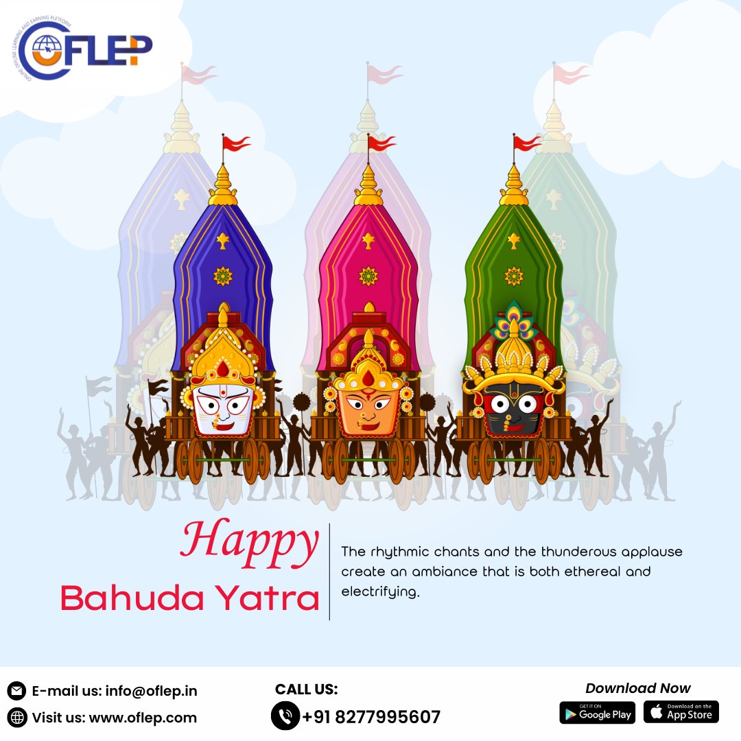 OFLEPofficial's tweet image. May the rhythmic chants and thunderous applause of Bahuda Yatra create an ambiance that is both ethereal and electrifying. Wishing everyone a joyous and blessed Bahuda Yatra!
---
#Oflep #bahudayatra #bahudayatra24 #jaijagganath #CashbackApp #OnlineShopping #Deals #Discounts