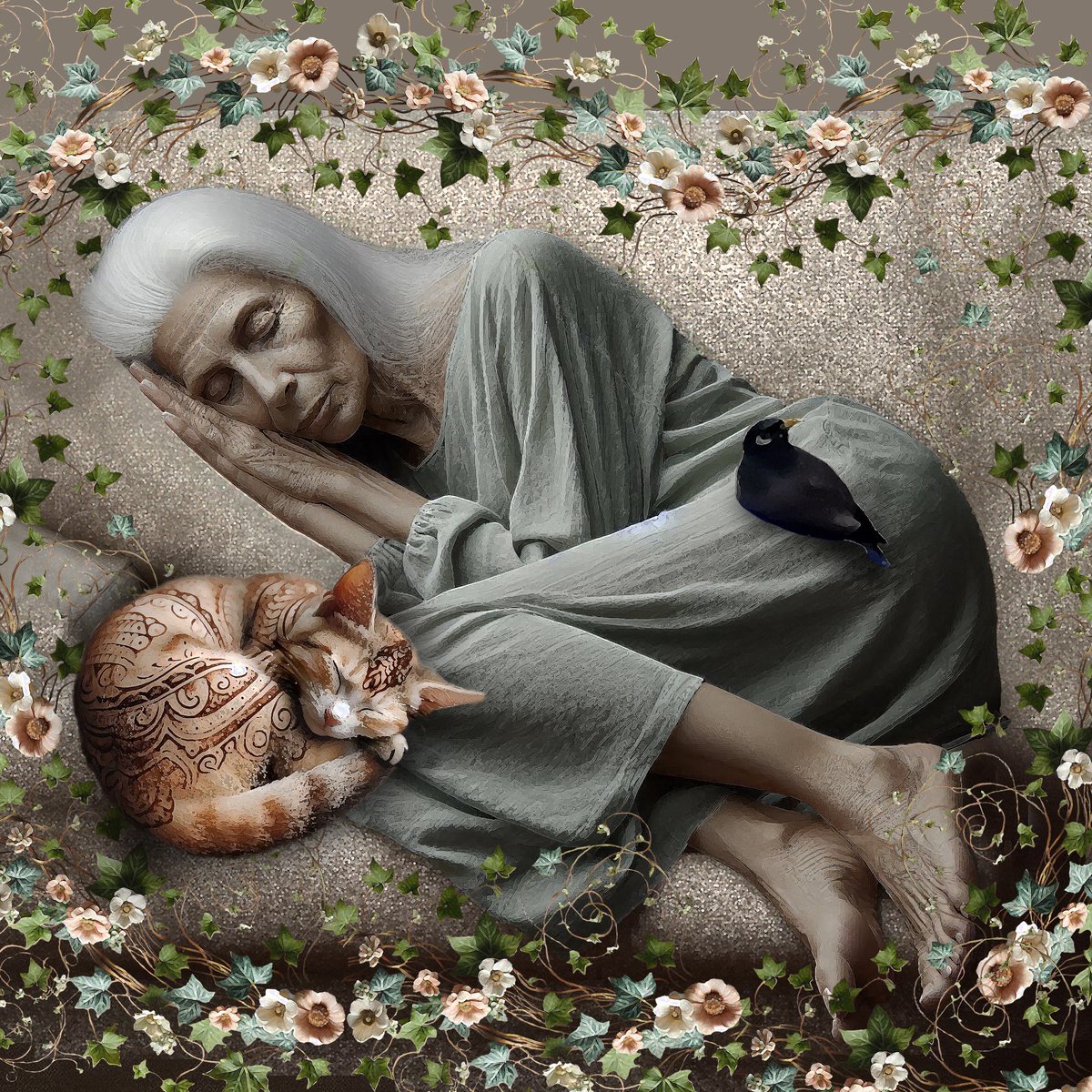 fate__artwork's tweet photo. Hi 🌻❤
#AEW
I inspired it when I saw my mother & our bird "Myna"
It's about the feeling of secure & love around mothers.
The image of Myna is original photo of our bird ♥️ other images are #ai generated have been #collaged in #photoshop
♥️Mother♥️
ED 4/5
Tez 6.86
Link⤵️
#WIP https://t.co/M0Gy4ChlMS