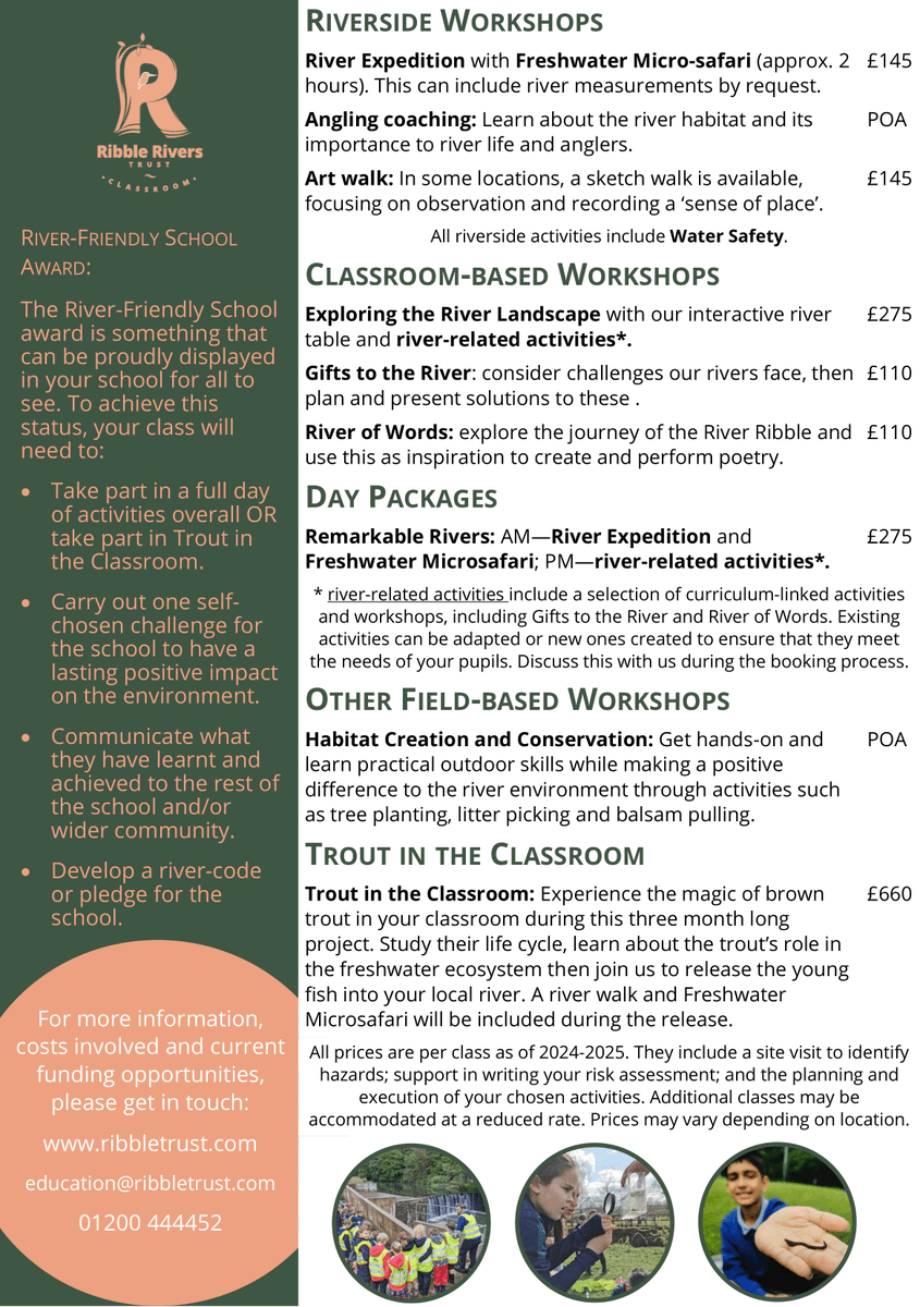 RibbleTrust's tweet photo. Planning next yearโs curriculum? Get the next school trip ticked off! We are now taking bookings for the new academic year.
Weโll help your riverโs topic flow smoothly ๐ฆฆ
#RibbleRiversTrust #SchoolTripIdeas #CurriculumPlanning #LearningOutside #RiverEducation #Ribble #Rivers https://t.co/zrbDNmk2go