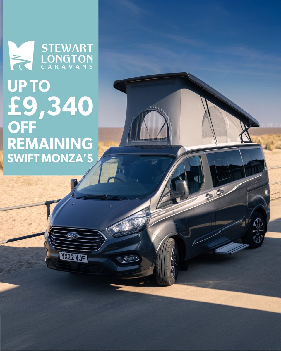 Visit our #caravan and #motorhome dealerships in #Chorley to see this exclusive offer &amp; more on a range of limited caravans &amp; campervans.

Up to £9,340 off remaining factory fresh Swift Monza’s 😱 

Shop on our website to see all our other current deals or visit us in Chorley.