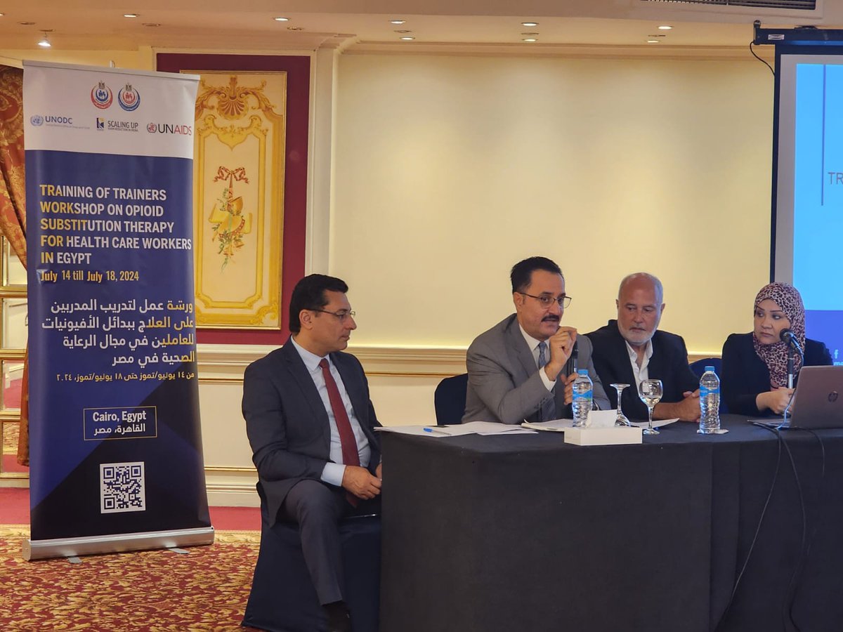 mena_hra's tweet photo. MENAHRA, in partnership with
@mohpegypt, the General Secretariat of Mental Health and Addiction Treatment, @UNODC_ROMENA
and @UNAIDS is hosting a 5-day Training Trainers workshop on Opioid Substitution Therapy (OST) for healthcare workers in #Egypt. 🇪🇬 #OST #H_R https://t.co/2Nc1bybhBN