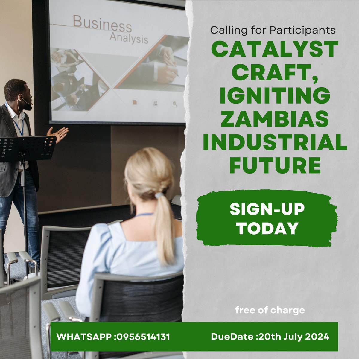 ProjectsYouth's tweet image. Ready to change Zambia towards economic development, then we are looking for you. The Catalyst Craft project aims to tackle youth unemployment in Zambia by increasing the level of job creation .  sign up below to participate
forms.gle/WB2BTD9ikmec61…
#CatalystCraft #Zambia