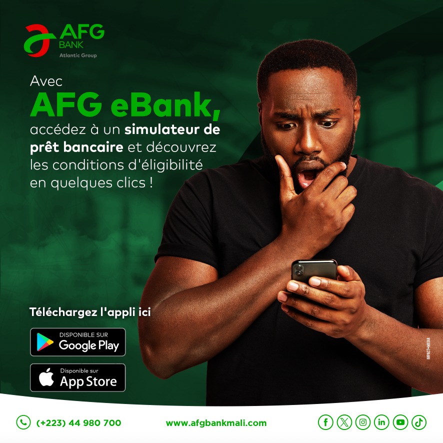afgbankmali's tweet image. Avec AFG e-Bank, faites une simulation et explorer vos options de prêt en un clic. 

Téléchargez l'application maintenant et faites la différence !

📲 urlz.fr/m5BE  

📲  urlz.fr/rcOJ 

#AFGeBank #LibertéFinancière