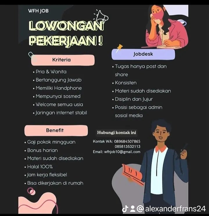 milkywaytaaa's tweet photo. Bunga mawar dihinggapi kumbang
Di sungai bertemu buaya
Tidak perlu risau tidak perlu bimbang
Lowongan kami sangat tepercaya.
#SalamCuan
#ZonaUang
#LowonganKerja
#Freelance https://t.co/5BI6jKFekL