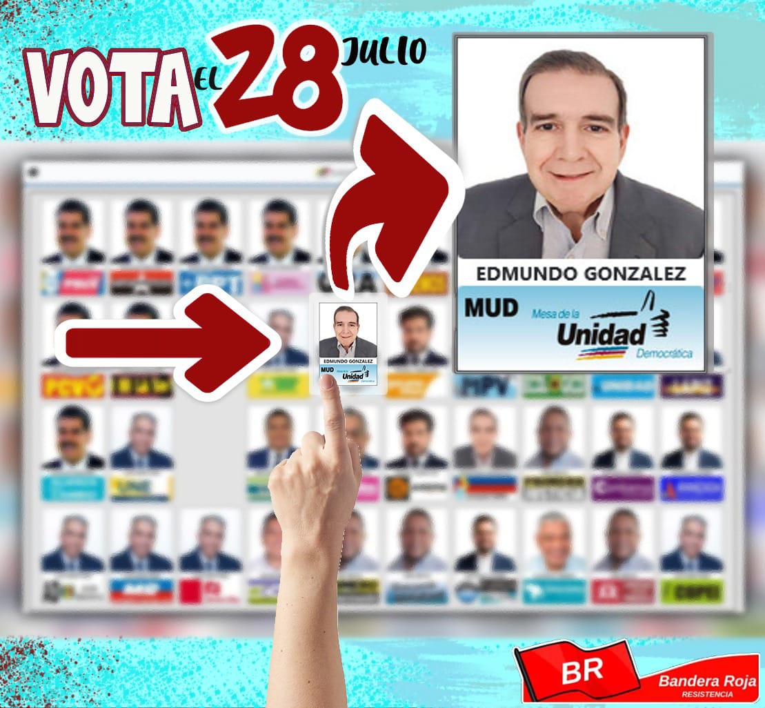 Bandera_Roja's tweet photo. CAMBIO | El #28Julio será trascendental para el país. La mayoría de los venezolanos concretarán el cambio político votando por @EdmundoGU en la tarjeta de la @unidadvenezuela, la tarjeta de la manito. Y se mantendrá firme ante cualquier escamoteo de la soberanía popular. #VotaMud https://t.co/5rnnIWYhgU