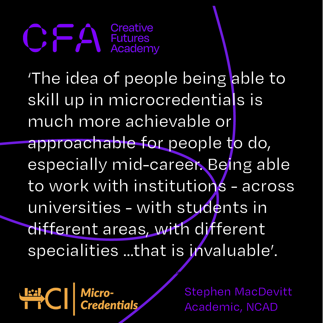 creativefutur16's tweet photo. We continue to build our portfolio of flexible micro credentialed learning opportunities, accessible to learners at all stages of their career. Learners at CFA can benefit of reduced fees of up to 80% across a range of courses*https://t.co/HMG1eGTAXO
@NCAD_Dublin @myIADT @hea_irl https://t.co/ms1ghl91fO