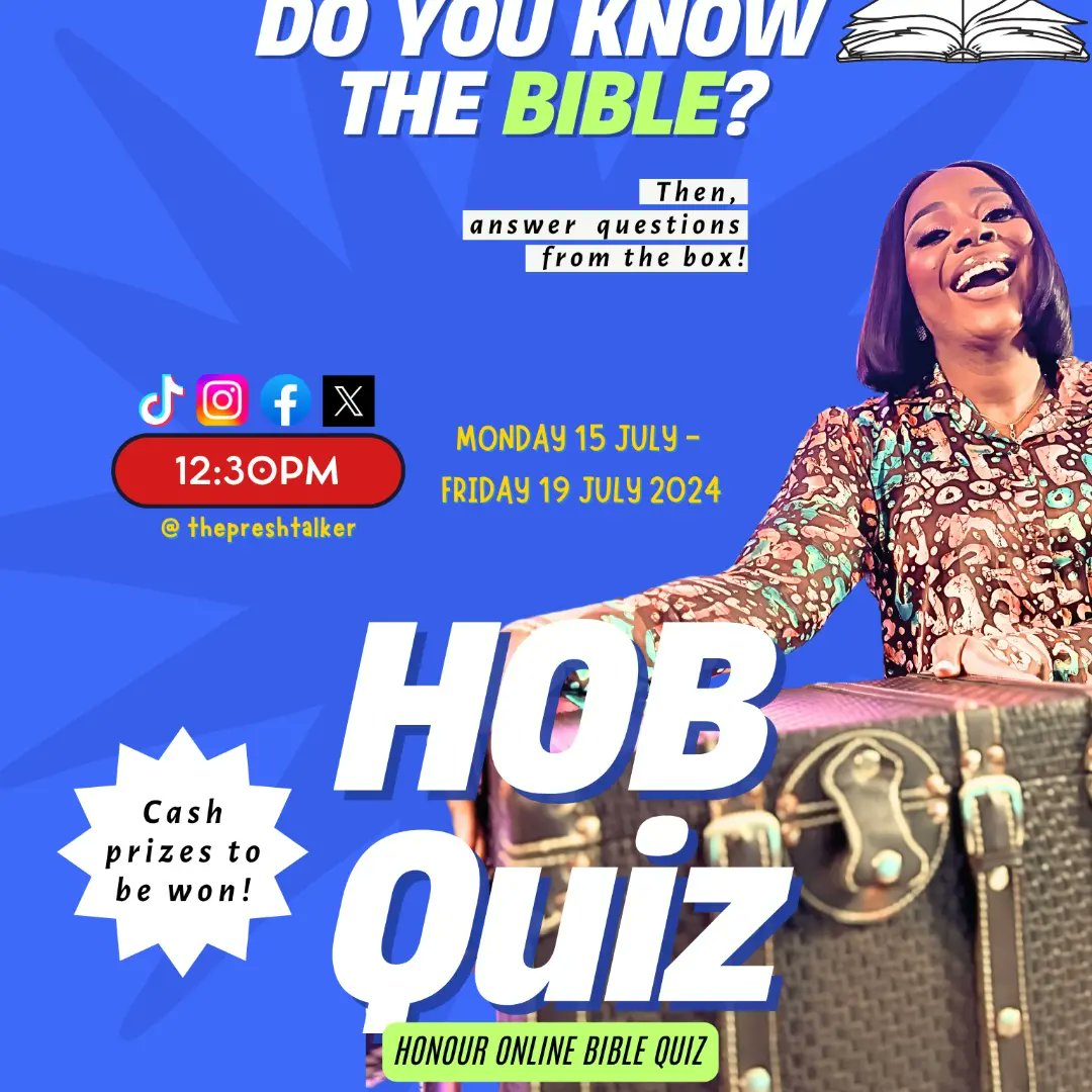 Joyoussoulmedia's tweet photo. Are you ready????
The time has finally come 📌📌📌
12:30pm (WAT) Today
#biblequiz
#bibleknowledge
#knowthebible
#christiancontent
#JesusLovesYou https://t.co/5RI4WfoYHB