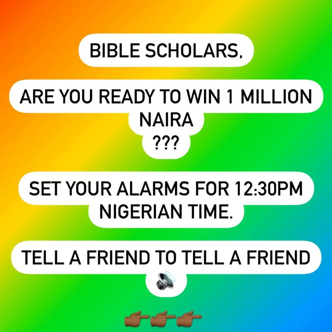 Joyoussoulmedia's tweet photo. Are you ready????
The time has finally come 📌📌📌
12:30pm (WAT) Today
#biblequiz
#bibleknowledge
#knowthebible
#christiancontent
#JesusLovesYou https://t.co/5RI4WfoYHB