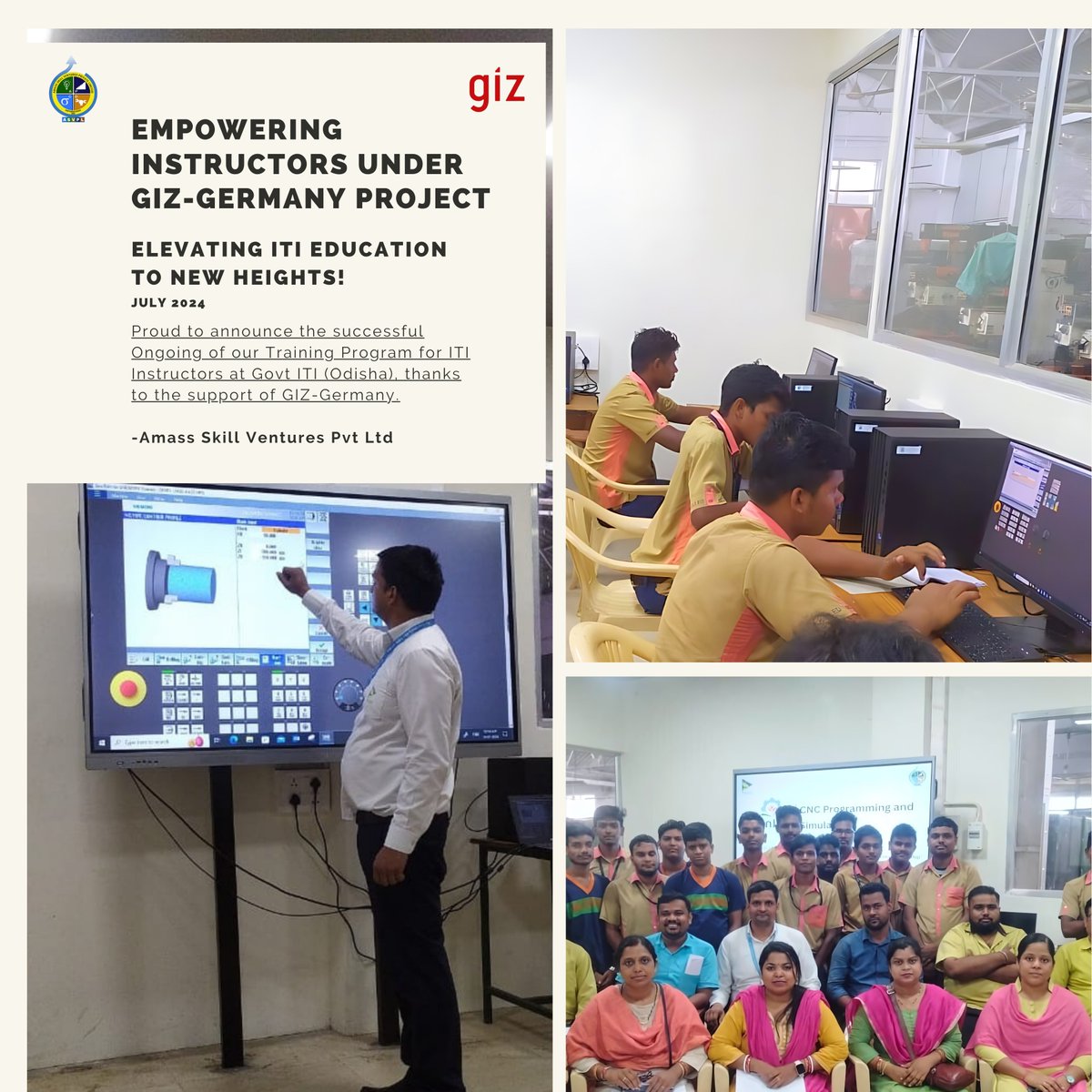 amass_skill's tweet photo. We're proud to share the achievements of our 'TOT of Government ITI Instructors' Training program at Govt ITI (Cuttack, Odisha), in collaboration with GIZ-Germany! Together, we're enhancing technical education, empowering individuals with advanced skills.
#ITITraining
#ASVPL https://t.co/fkYSQnrj6i