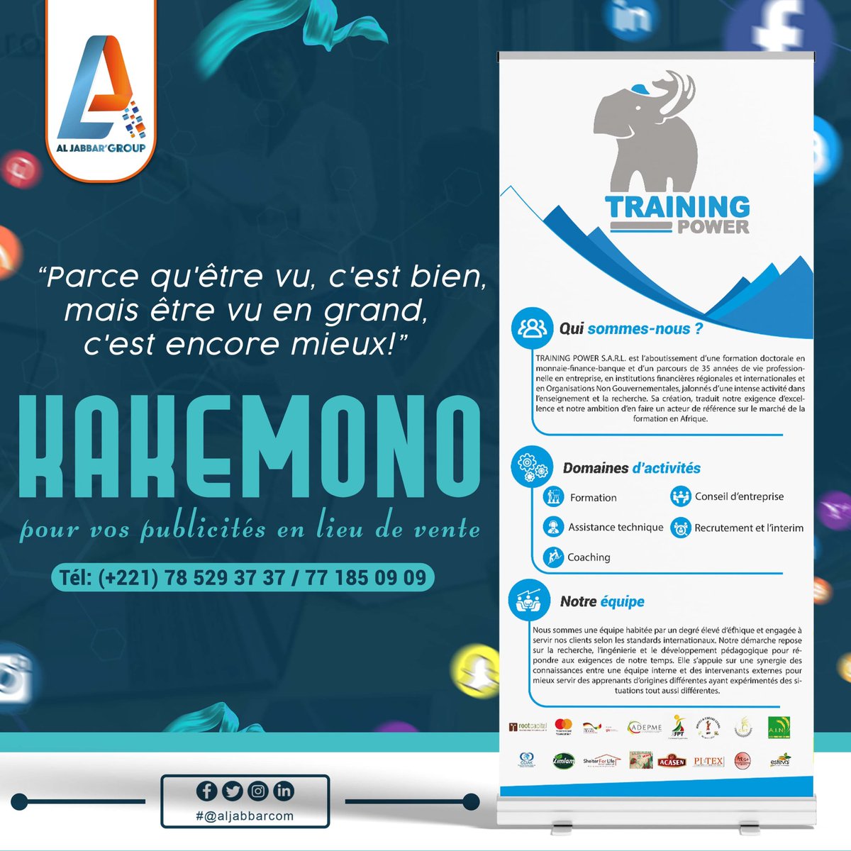 al_jabbarcom's tweet photo. ⭕ *Parce qu'être vu, c'est bien, mais être vu en grand, c'est encore mieux !* 

Kakémono pour vos publicités en lieu de vente

Commandez vite votre meilleur support de communication 🖥️🥰
☎️: +221 78 529 37 37 https://t.co/iKQsBi2dji