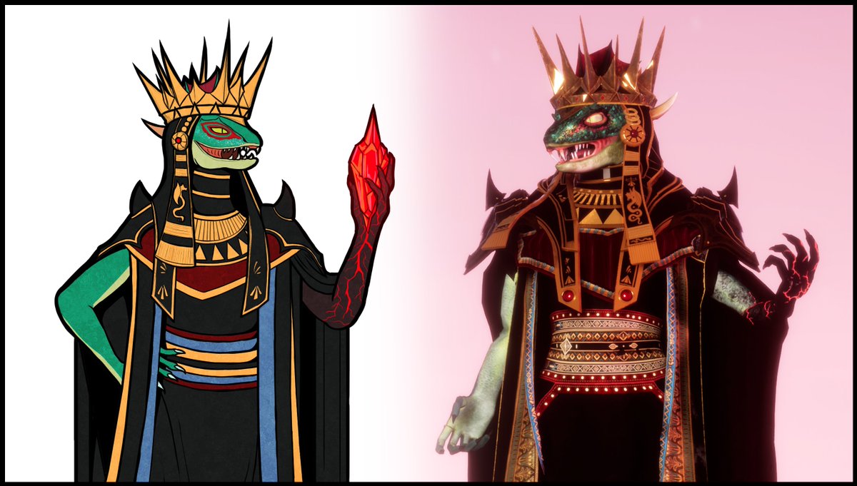 undyingnephalim's tweet photo. Two or so people asked for a lil close up of the lizard villain. Queen Kydora... ruler, tyrant, and dictator of the Sharpcl.... errrr Zevestivan tribe. She really should put on some oven mitts when handling those crystals. https://t.co/8djpce23sX