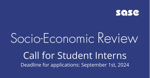 SASE_Meeting's tweet photo. You completed your 2d year of your doctoral program and want to learn about article publishing, build professional networks, and see the latest research in the socioeconomic field ? The Socio-Economic Review (SER) is inviting applications for its Board of Graduate Interns ! https://t.co/U589q8XeOg