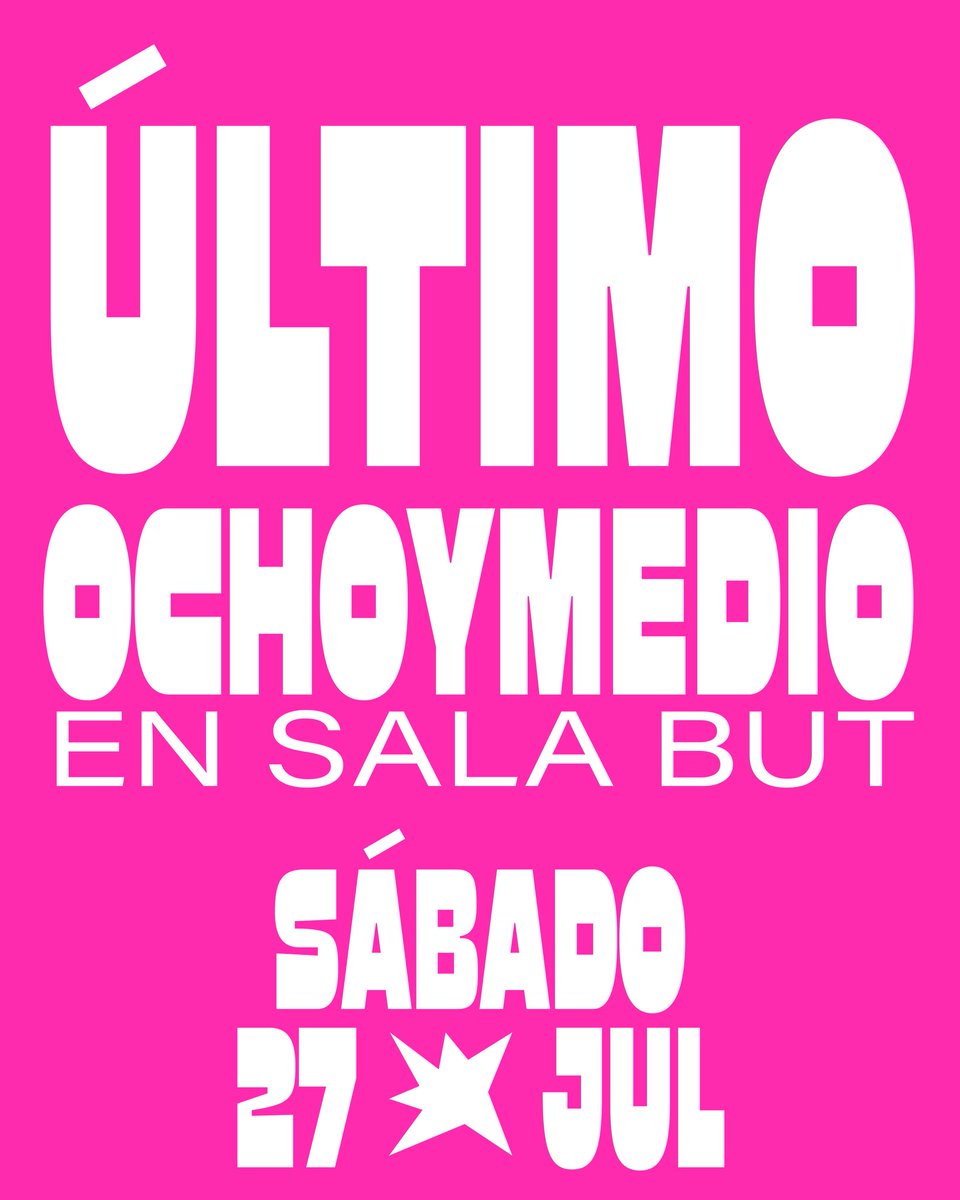 ¡Sábado 27 de julio último #OchoymedioClub en la sala BUT! 💥 A partir de septiembre, nueva temporada y nueva etapa. Pronto más info.

¡Pilla ya tu entrada y acompáñanos en una noche muy especial! Consíguela aquí: bit.ly/tw_ochoymedio_…