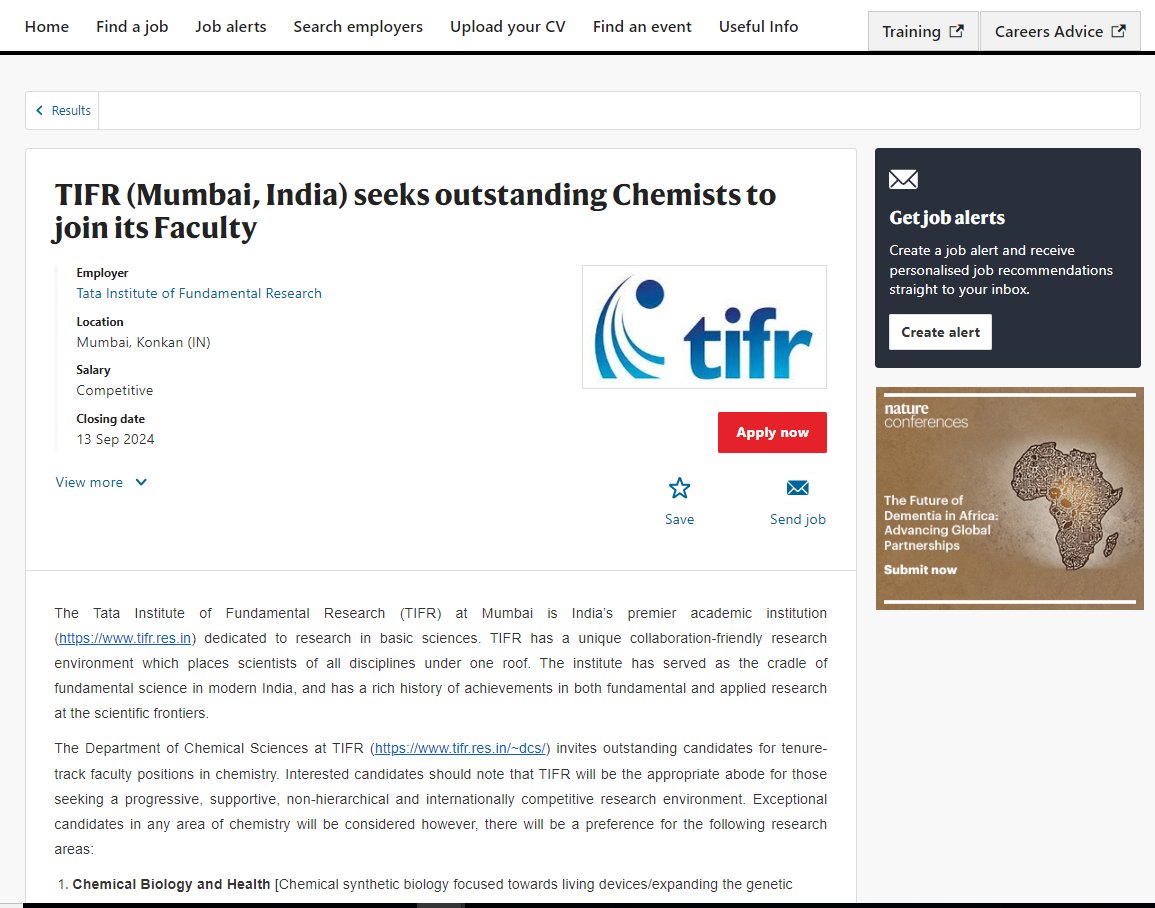 Jyotishman Dasgupta (@jd1278) on Twitter photo Department of Chemical Sciences at TIFR Mumbai is looking for bright minds with challenging research proposals to join us in: Chemical Biology and Health, Energy/Environment, Quantum Tech. and Adv. Spectroscopy Tools. Apply immediately! <a href="/TIFRScience/">Tata Institute of Fundamental Research</a>
nature.com/naturecareers/… Department of Chemical Sciences at TIFR Mumbai is looking for bright minds with challenging research proposals to join us in: Chemical Biology and Health, Energy/Environment, Quantum Tech. and Adv. Spectroscopy Tools. Apply immediately! <a href="/TIFRScience/">Tata Institute of Fundamental Research</a>
nature.com/naturecareers/…
