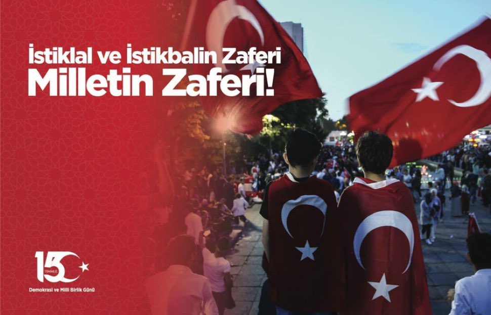 bahcac_oglu's tweet photo. Aziz milletimizin 15 Temmuz Demokrasi ve Milli Birlik Günü kutlu olsun. 15 Temmuz’da şehadet şerbetini içen şehitlerimiz başta olmak üzere, vatan uğruna can veren tüm şehitlerimizi rahmet ve minnetle anıyor, gazilerimize sağlık ve huzur dolu ömürler diliyorum. 🇹🇷 https://t.co/vNp6ucKaBN