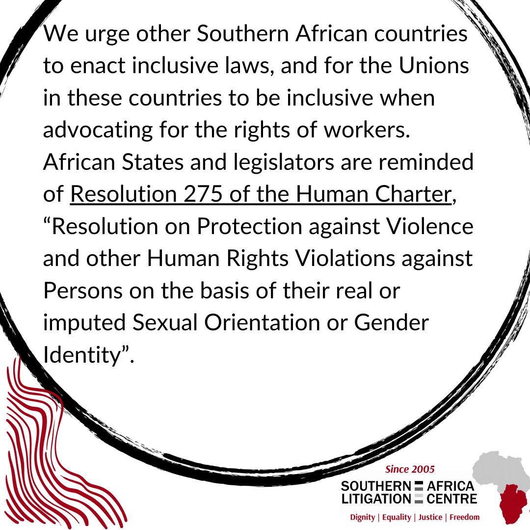 Follow_SALC's tweet photo. Lesotho’s progressive Labour Act, enacted this year (2024), sets a great example of an inclusive work environment where all workers can equally enjoy protection from unfair discrimination. #Lesotho #InclusiveLegislation #WorkersRights #SOGI #Africa https://t.co/7E3Irn0jJp