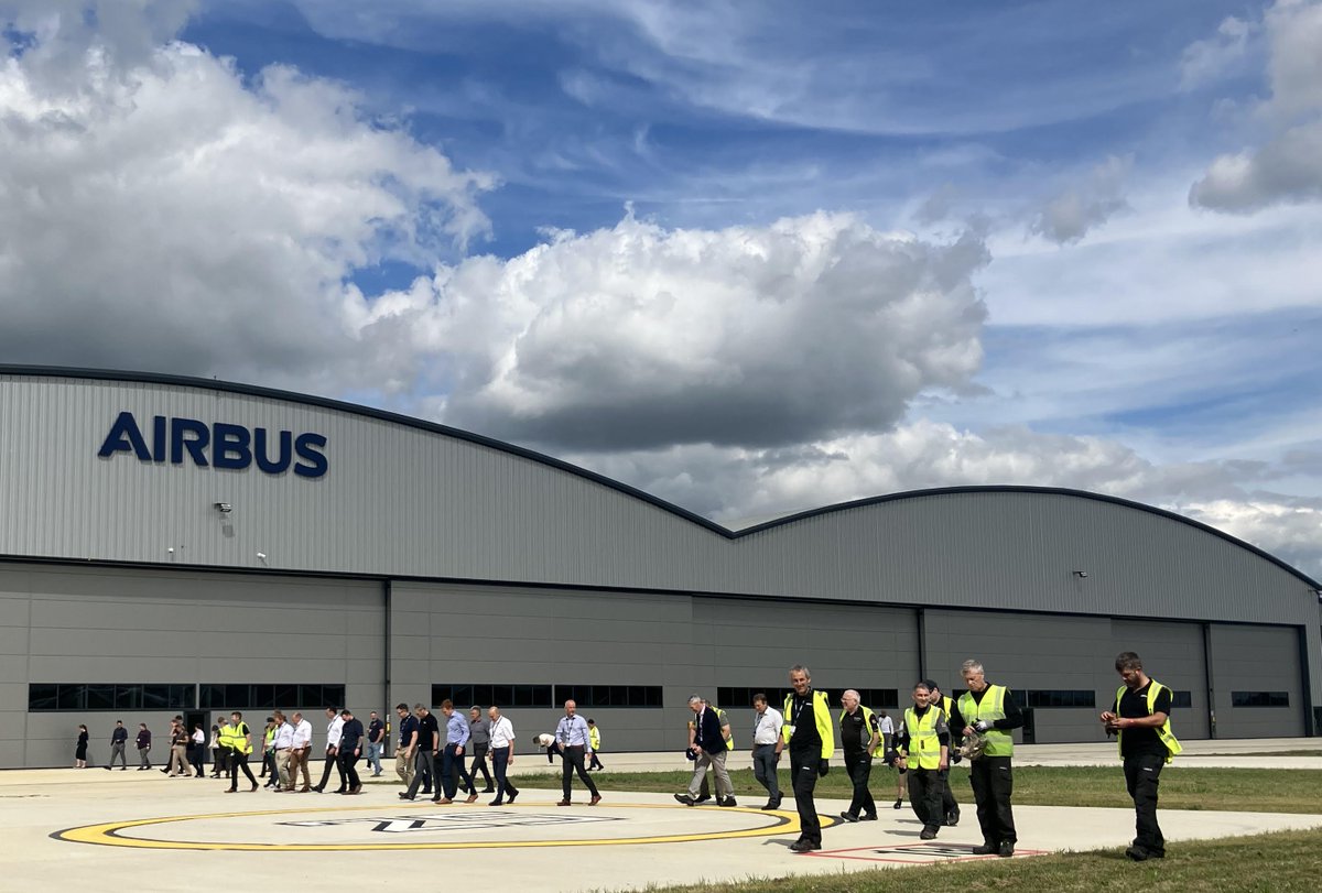 At Airbus Helicopters we're on the move to our new HQ &amp; production facility at Oxford. 1st #helicopter arrival expected shortly. But first we have the ancient ceremony of the "FOD plod"  to check for any foreign object debris on the new ramp area #FODplod #airsafety