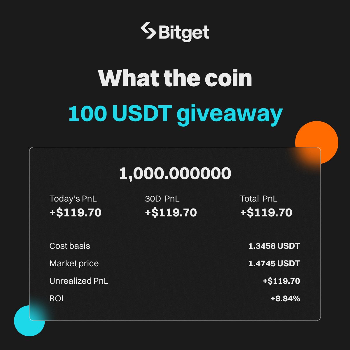 $100 GIVEAWAY 🚨 📢 Calling for Coin-mes! This is a P&L screenshot from a  real #Bitget user. Can you identify which coin it is? 🔹Comment your answer  using #BitgetChallenge 🔹Follow @bitgetglobal, RT