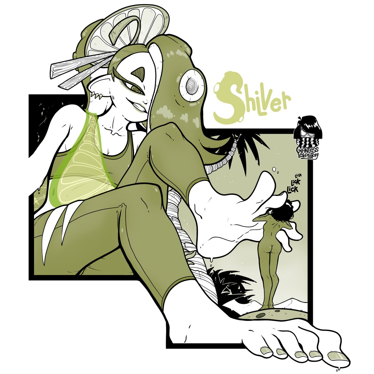 GTSLAB00's tweet photo. Shiver's team (Palace) lost the Splatfest! To recover from the defeat she really needs her little slave to lick her soles.
Shiver is a "sour loser"... you know, like lemons!

A little sketch for @RedPandaGoddes5 

#giantess #sizetwitter #Splatoon3 #Feet https://t.co/ebz70nF5ys