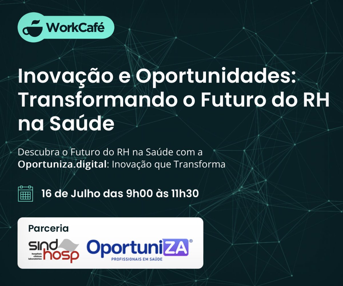 Descubra o Futuro do RH na Saúde, com a Oportuniza: Melhor Ecossistema de Profissionais de Saúde do 🇧🇷 (16/Julho, SindHosp, 09:00, PRESENCIAL)✨Apoio HIHUB.TECH🌎🧬

PARTICIPE✨HIHUB.TECH🌎Líderes Inovadores♾️Saúde🧬
lnkd.in/dR3Pcwb8