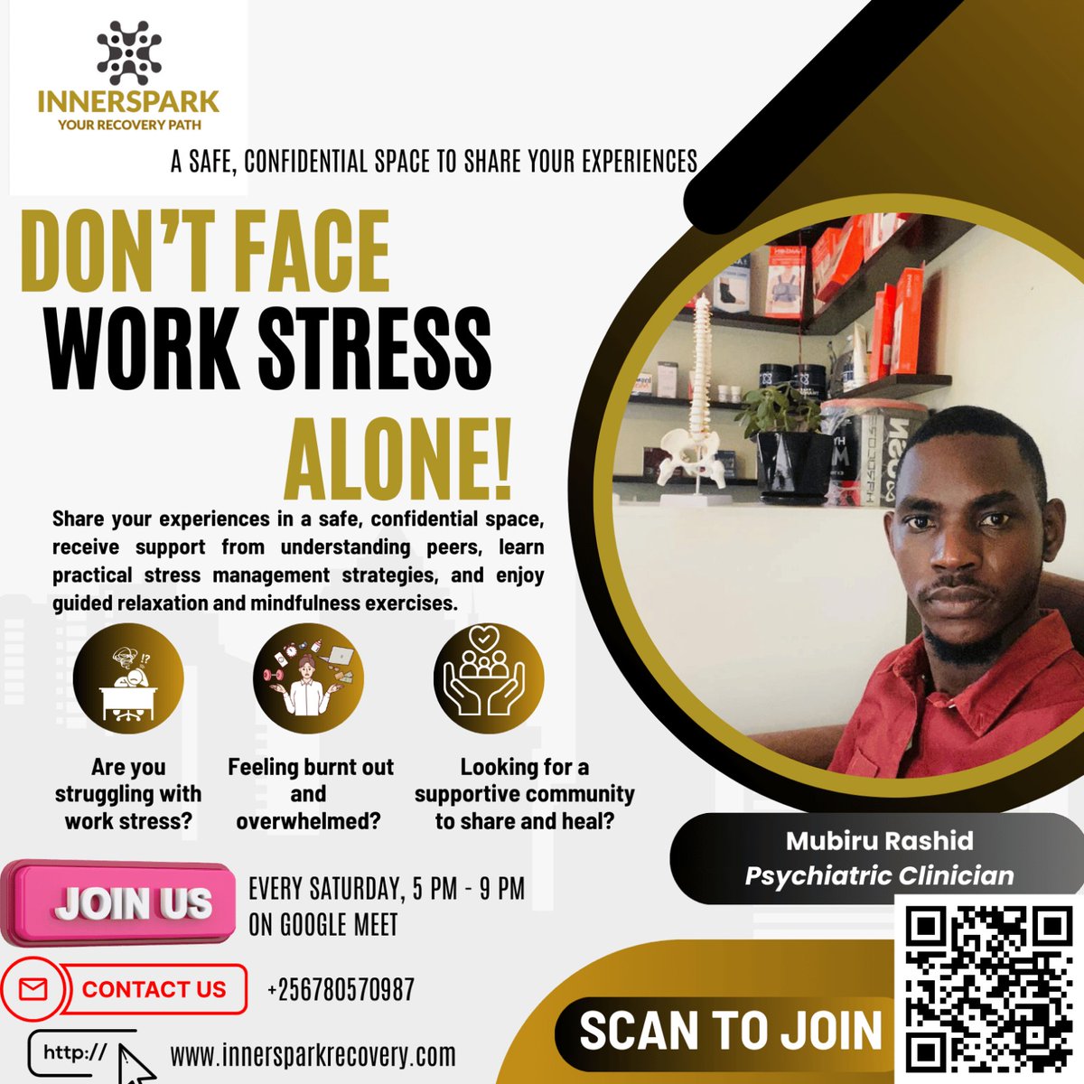 raytalemwa2's tweet photo. Feeling Work Stress? Join Our Support Group! 🌟

🗓️ Every Saturday
🕔 5 PM - 9 PM
📍 Google Meet

✨ Safe space to share
✨ Support from peers
✨ Stress management tips
✨ Guided relaxation

Don’t face it alone!

🔗 https://t.co/Uxq5IPIZce

 #WorkStress #SupportGroup #Innerspark https://t.co/yHbGns58A3