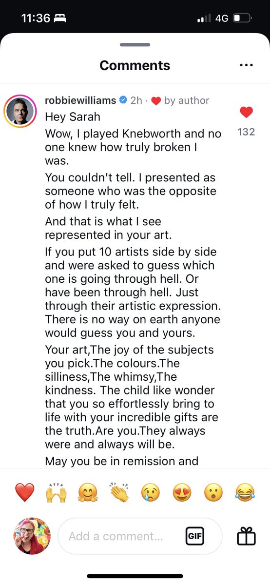 OMG!!! ROBBIE WILLIAMS has shared my art on his Instagram &amp; urged people to watch the video I shared when I was poorly, I can’t believe it!! I’ve loved him since I was 13!!! My insta has gone nuts!!
Thank you <a href="/robbiewilliams/">Robbie Williams</a> 🙏🙏🙏